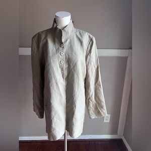 Women's Lightweight Tan Stand-Collar Shirt Jacket
